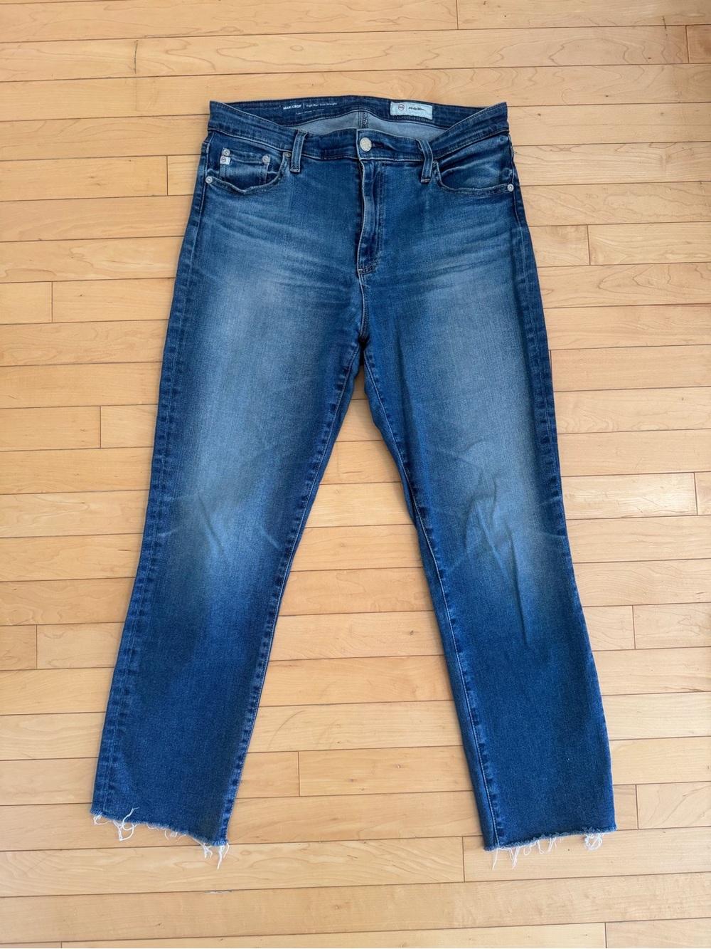 AG Adriano Goldschmied Mari Crop High-Rise Slim Straight Jeans — Size 32